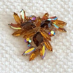Stunning Vintage Rhinestone Brooch Signed Czecho Slovakia (Czech)